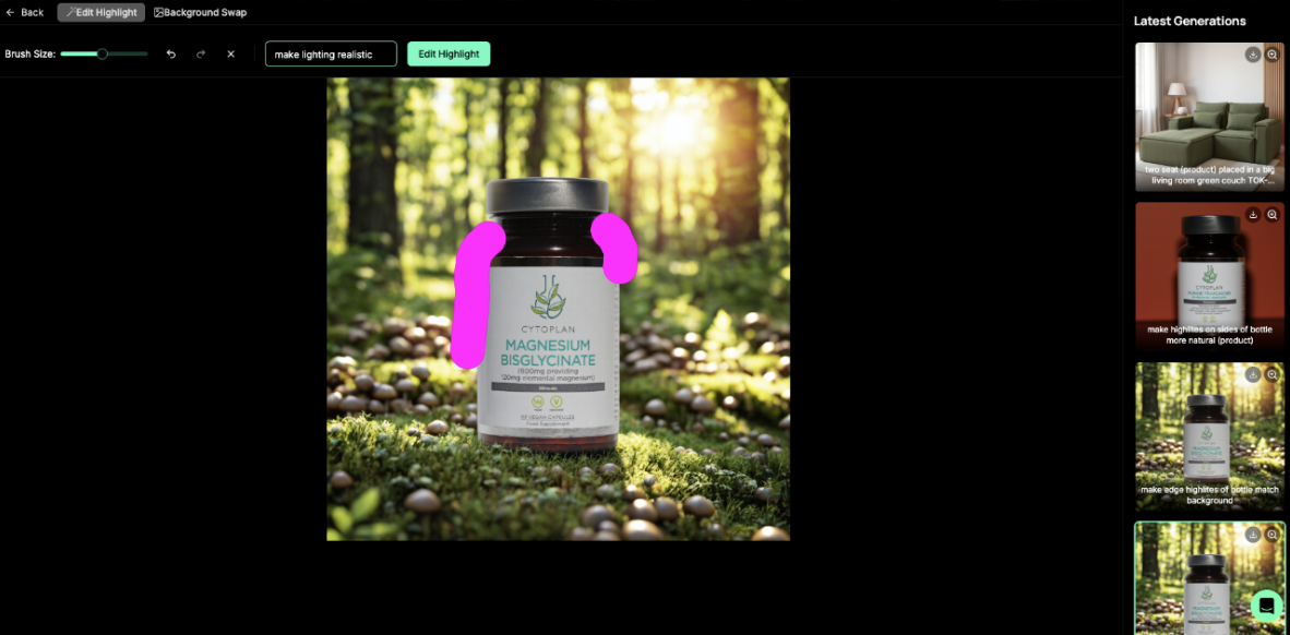 Using the background swap and magic editor to tweak highlights.