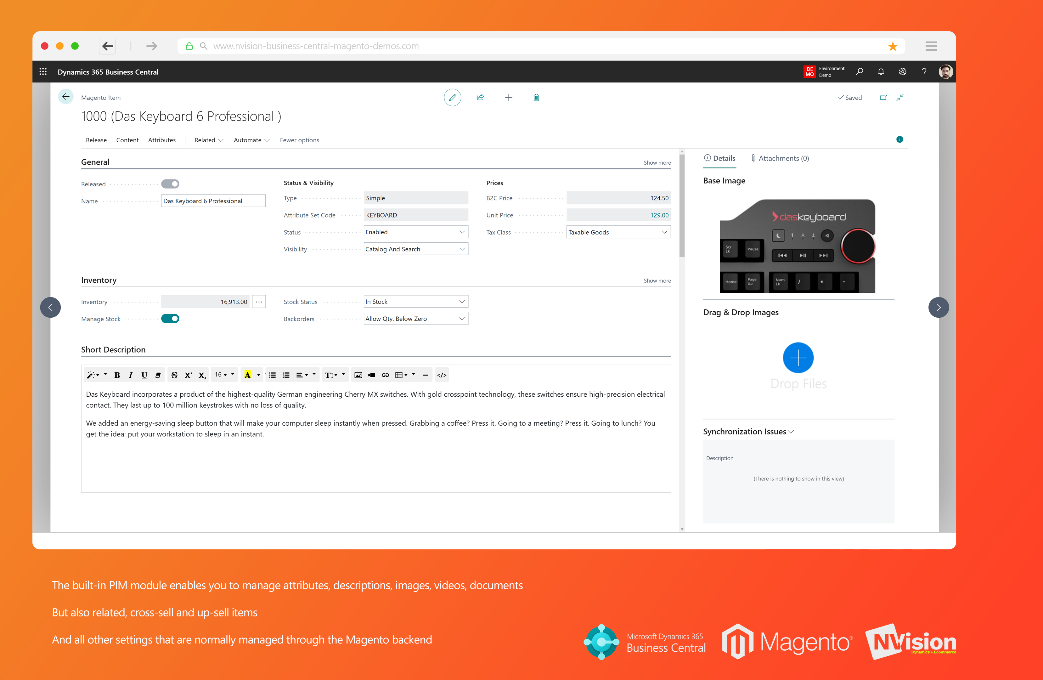 Magento PIM Module Dynamics 365 Screenshot